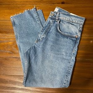 Zara mid rise ankle length slim slouchy jeans